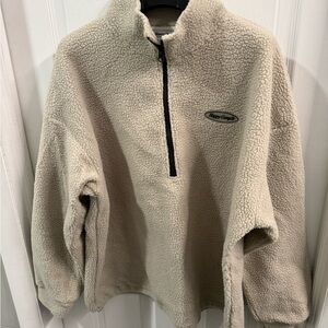 Happy Camper Heather Grey Quarter Zip Fleece